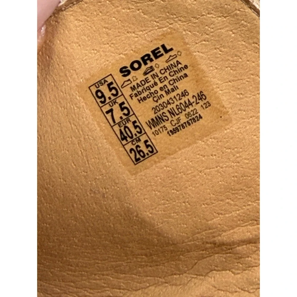 Sorel Womens Joanie III Wedge Slide Sandal Brown / Tan Leather Size 9.5‎